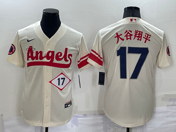 Mens Los Angeles Angels #17 ?¤§è°·????13 2022 Cream City Connect Cool Base Stitched Jersey