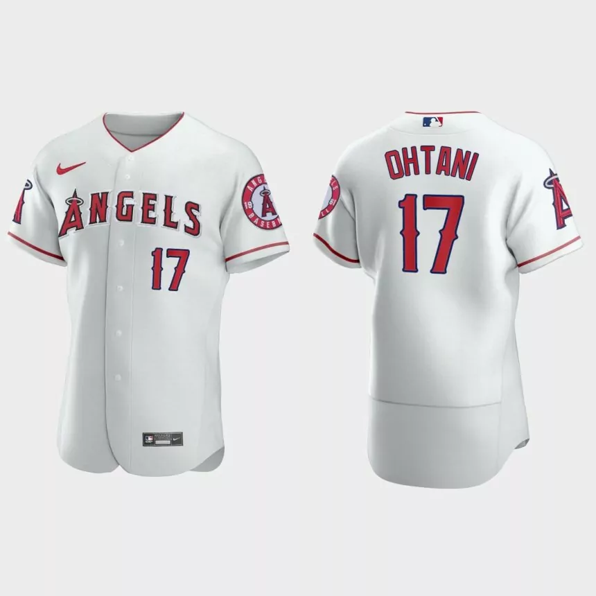 Mens Los Angeles Angels #17 Shohei Ohtani White Authentic Jersey