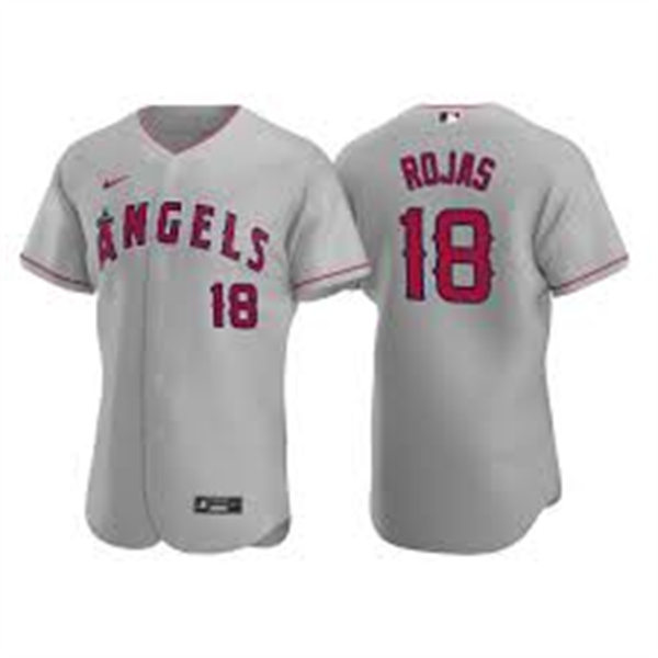 Mens Los Angeles Angels #18 Jose Rojas Nike Gray Road FlexBase Player Jersey