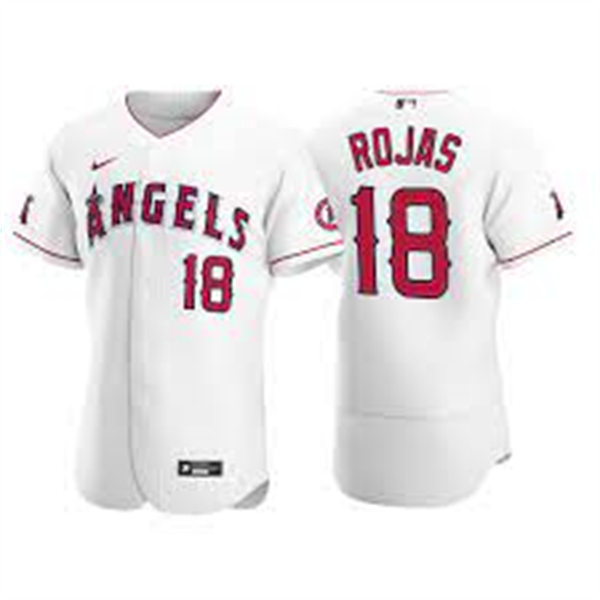 Mens Los Angeles Angels #18 Jose Rojas Nike White Home FlexBase Player Jersey