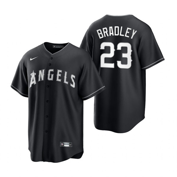 Mens Los Angeles Angels #23 Archie Bradley Nike 2021 Black White Fashion Jersey