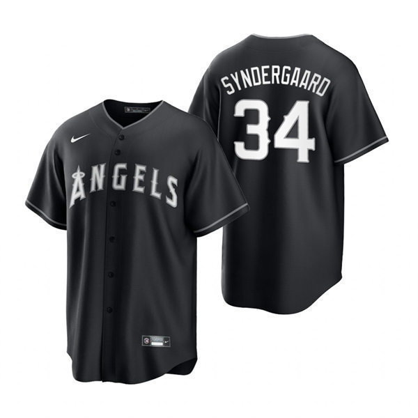Mens Los Angeles Angels #34 Noah Syndergaard Nike Black White Collection Jersey