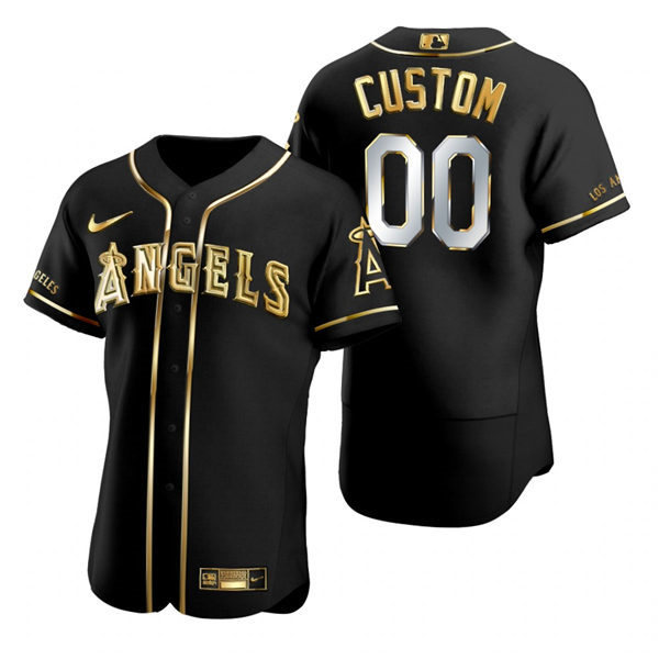 Mens Los Angeles Angels Custom Vladimir Guerrero Bert Campaneris Torii Hunter Mark Langston Nike Black Gold Edition Jersey