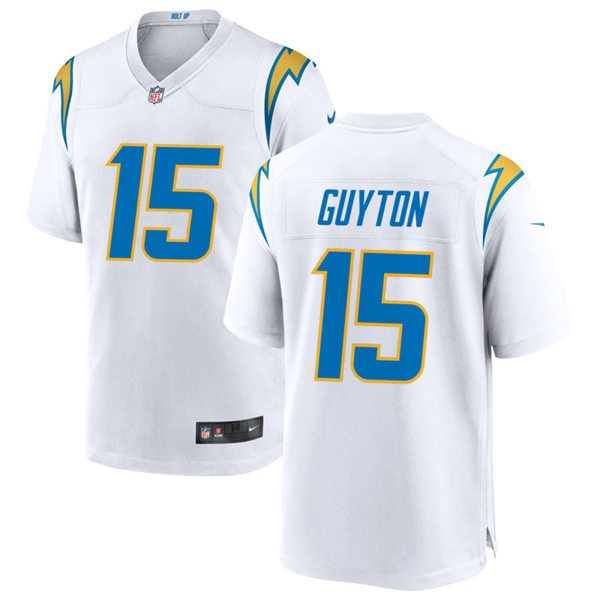 Mens Los Angeles Chargers #15 Jalen Guyton Nike White Vapor Limited Jersey