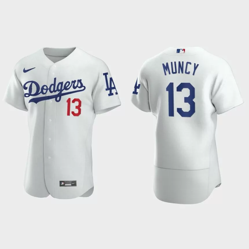 Mens Los Angeles Dodgers #13 Max Muncy White Authentic Jersey