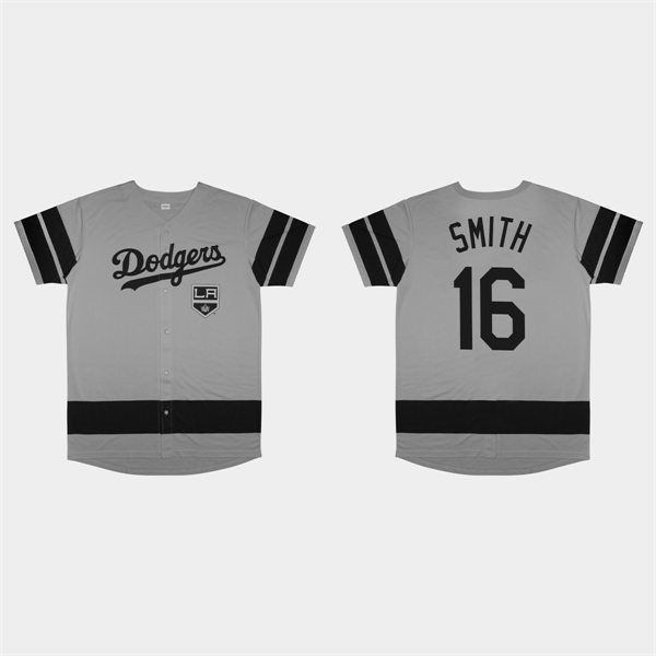 Mens Los Angeles Dodgers #16 Will Smith Gray 2022 LA Kings Night Jersey