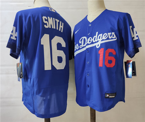 Mens Los Angeles Dodgers #16 Will Smith Nike Royal Stitched 2021 Los Angeles City Connect Jersey