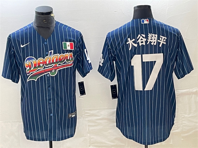 Mens Los Angeles Dodgers #17 ?¤§è°·????13 Navy Cool Base With Patch Stitched Baseball Jersey