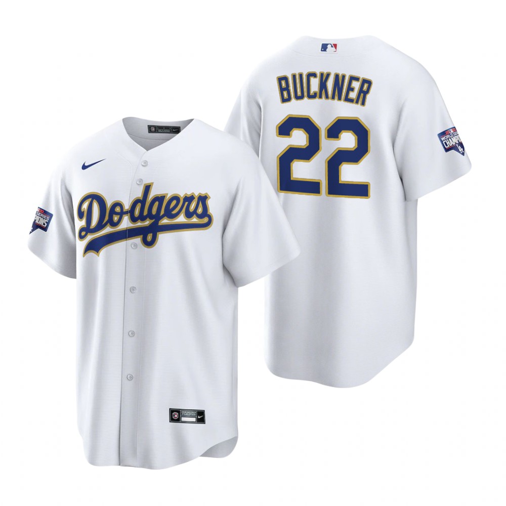Mens Los Angeles Dodgers #22 Bill Buckner Nike White Gold 2021 Gold Program Player Jersey