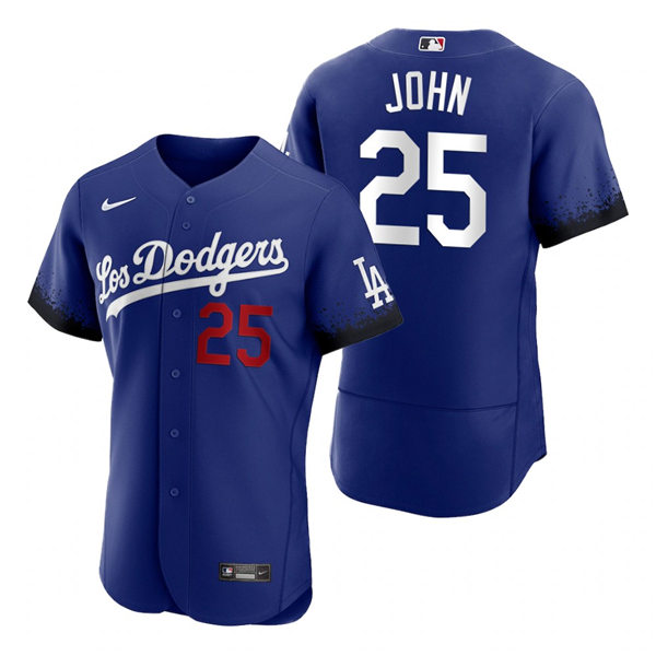 Mens Los Angeles Dodgers #25 Tommy John Nike Royal Stitched 2021 Los Angeles City Connect Jersey