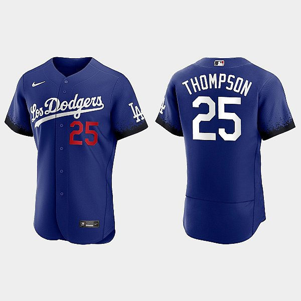 Mens Los Angeles Dodgers #25 Trayce Thompson Nike Royal City Connect Jersey