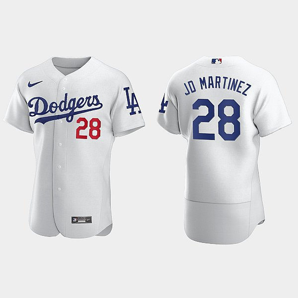 Mens Los Angeles Dodgers #28 J. D. Martinez Nike White Home FlexBase Player Jersey