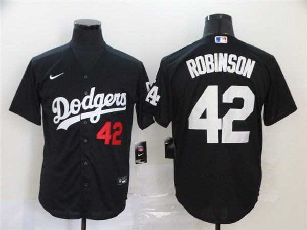 Mens Los Angeles Dodgers #42 Jackie Robinson Nike Black Fashion Baseball Jersey