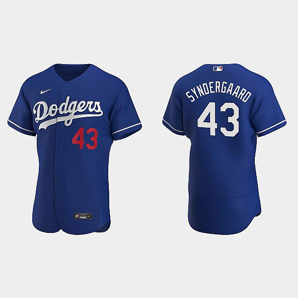 Mens Los Angeles Dodgers #43 Noah Syndergaard Nike Royal Alternate FlexBase Player Jersey