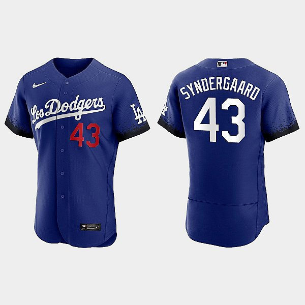 Mens Los Angeles Dodgers #43 Noah Syndergaard Nike Royal City Connect Jersey