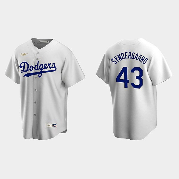 Mens Los Angeles Dodgers #43 Noah Syndergaard Nike White Cooperstown Jersey
