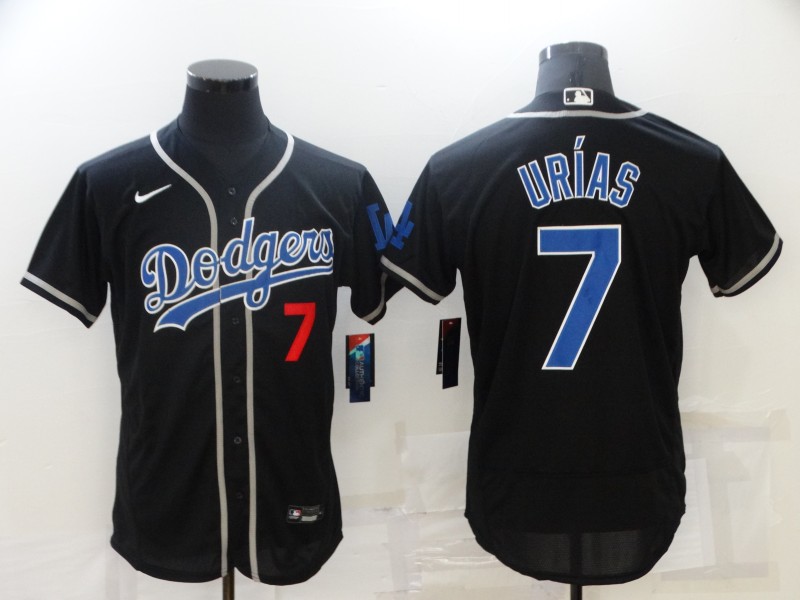 Mens Los Angeles Dodgers #7 Julio Urias Nike Black Royal Fashion Jersey