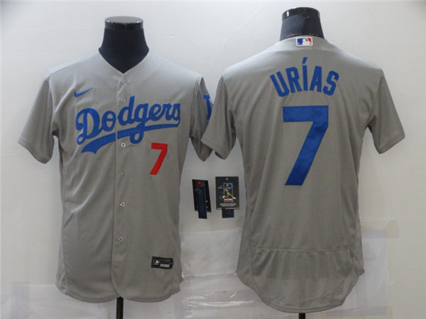 Mens Los Angeles Dodgers #7 Julio Urias Nike Grey Road FlexBase Jersey