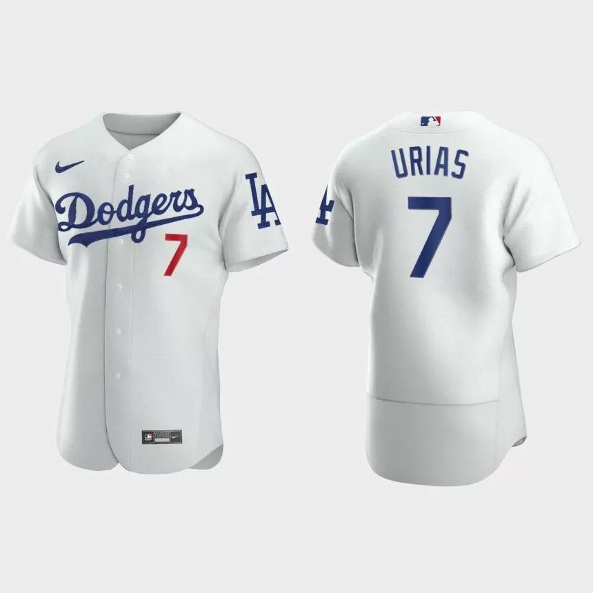 Mens Los Angeles Dodgers #7 Julio Urias White Authentic Jersey