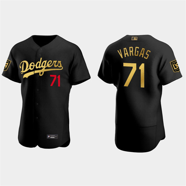 Mens Los Angeles Dodgers #71 Miguel Vargas Black LAFC Night Authentic Jersey