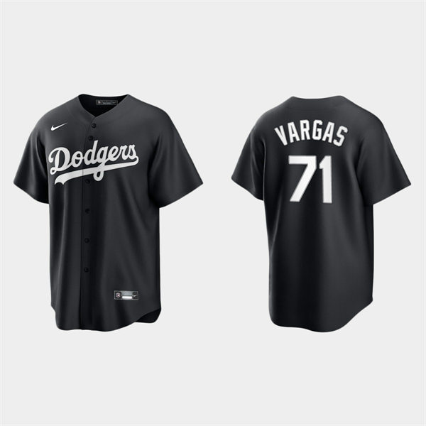 Mens Los Angeles Dodgers #71 Miguel Vargas Nike 2022 Black White Collection Jersey