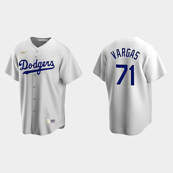 Mens Los Angeles Dodgers #71 Miguel Vargas Nike White Cooperstown Jersey