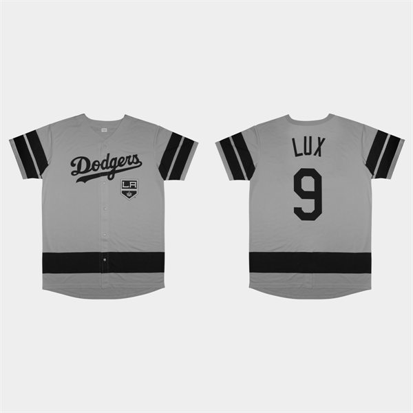 Mens Los Angeles Dodgers #9 Gavin Lux Gray 2022 LA Kings Night Jersey