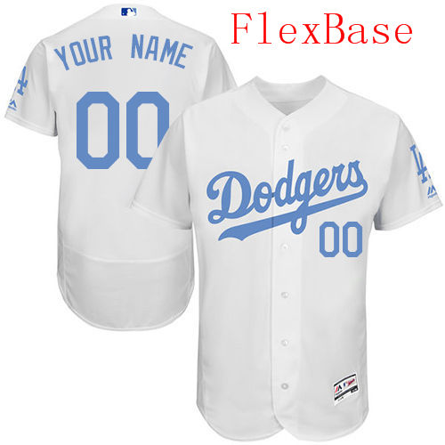 Mens Los Angeles Dodgers 2016 Fathers Day Fashion White Customized Flexbase Majestic MLB Collection Jersey