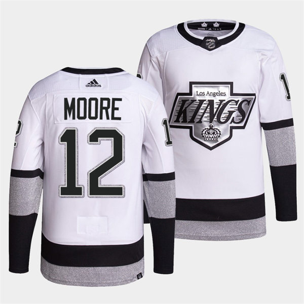 Mens Los Angeles Kings #12 Trevor Moore 2021-22 adidas White Alternate Premier Breakaway Player Jersey Stitched