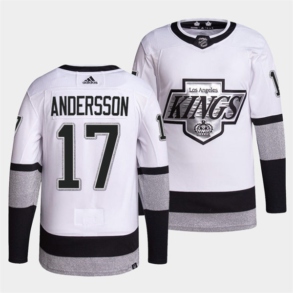 Mens Los Angeles Kings #17 Lias Andersson 2021-22 adidas White Alternate Premier Breakaway Player Jersey Stitched