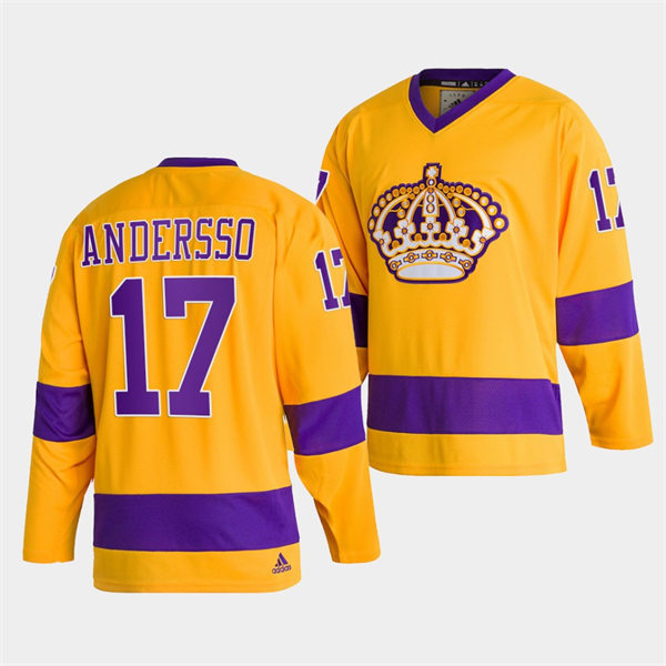 Mens Los Angeles Kings #17 Lias Andersson adidas Gold Team Classics Jersey Stitched