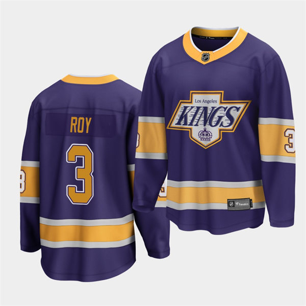 Mens Los Angeles Kings #3 Matt Roy adidas Purple 2021 Reverse Retro Jersey Stitched