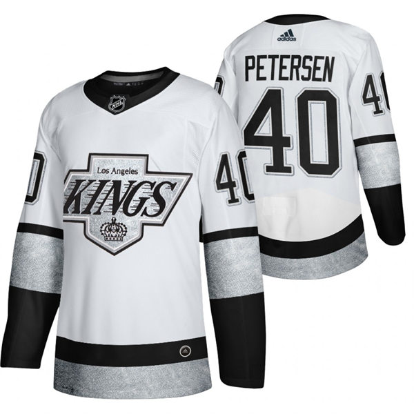 Mens Los Angeles Kings #40 Cal Petersen 2021-22 adidas White Alternate Premier Breakaway Player Jersey Stitched