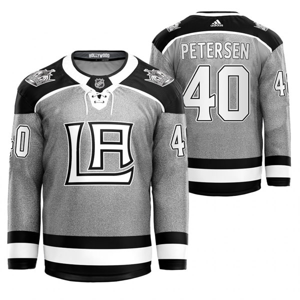 Mens Los Angeles Kings #40 Cal Petersen adidas Grey 2021 City Concept Jersey Stitched