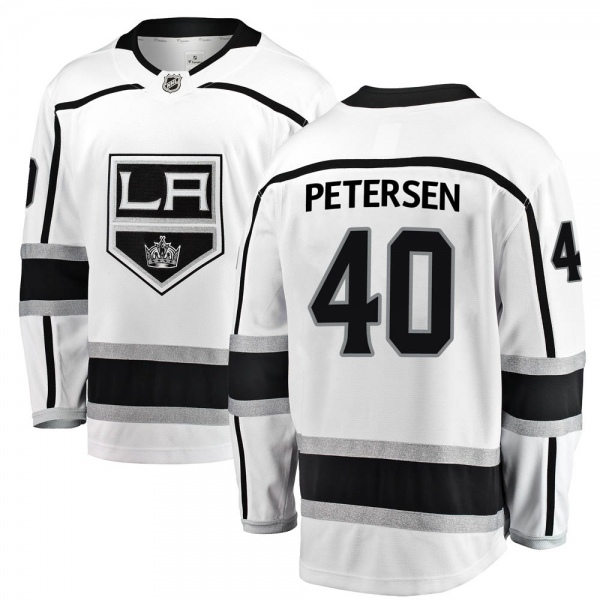Mens Los Angeles Kings #40 Cal Petersen adidas White Away Premier Player Jersey Stitched
