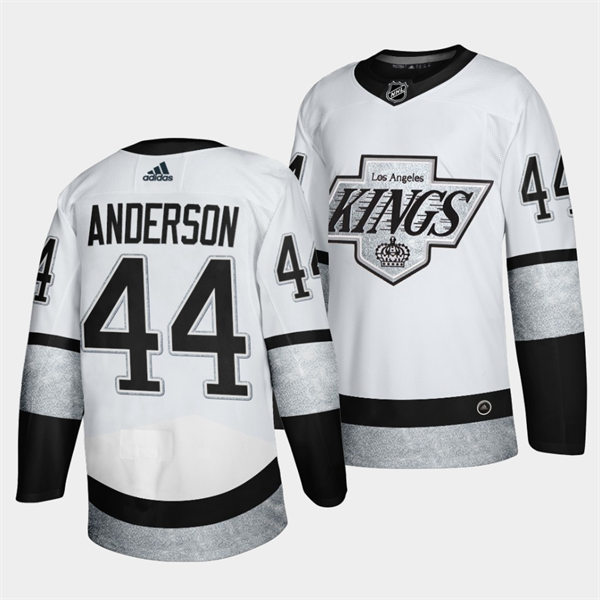 Mens Los Angeles Kings #44 Mikey Anderson 2021-22 adidas White Alternate Premier Breakaway Player Jersey Stitched