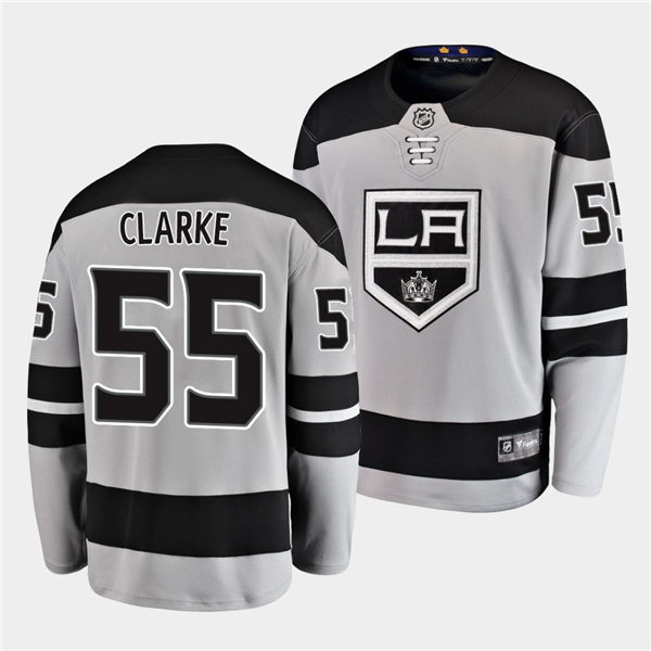 Mens Los Angeles Kings #55 Brandt Clarke Stitched NHL adidas Alternate Grey Jersey Stitched