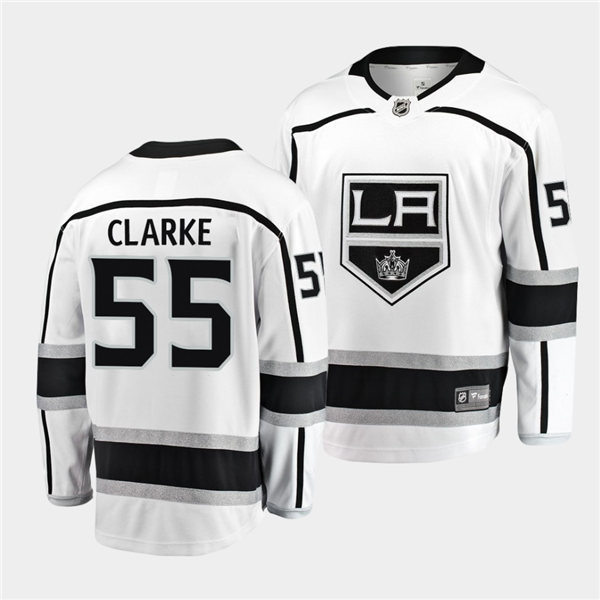 Mens Los Angeles Kings #55 Brandt Clarke Stitched NHL adidas White Away Jersey Stitched