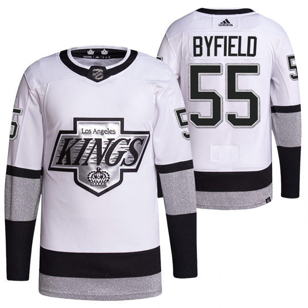 Mens Los Angeles Kings #55 Quinton Byfield 2021-22 adidas White Alternate Premier Breakaway Player Jersey Stitched
