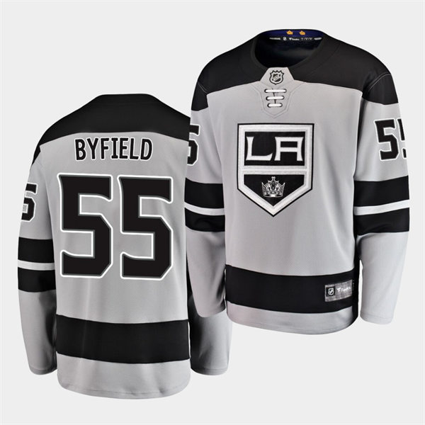 Mens Los Angeles Kings #55 Quinton Byfield adidas Alternate Grey Jersey Stitched