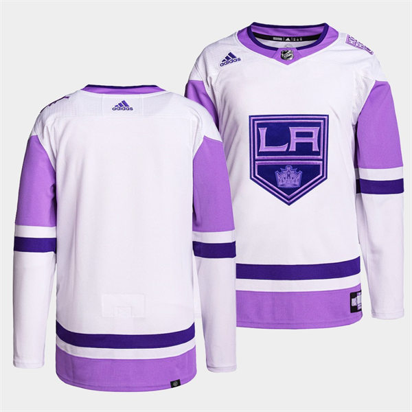 Mens Los Angeles Kings Blank White Purple Hockey Fights Cancer Primegreen Team Jersey Stitched