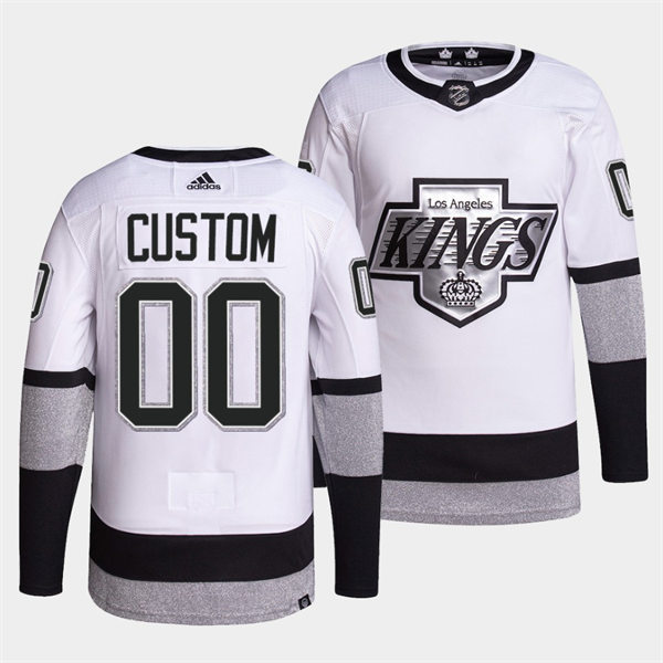 Mens Los Angeles Kings Custom 2021-22 adidas White Alternate Premier Breakaway Jersey Stitched