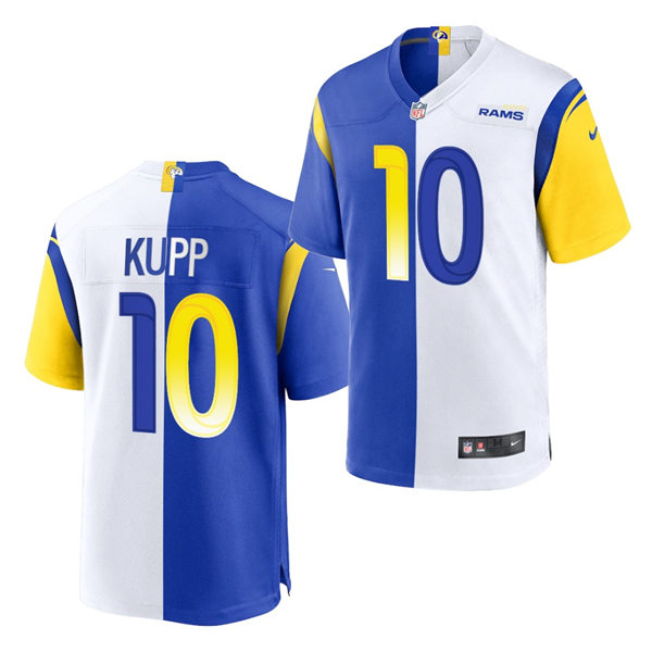 Mens Los Angeles Rams #10 Cooper Kupp Nike Royal White Split Two-Tone Jersey