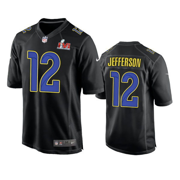 Mens Los Angeles Rams #12 Van Jefferson Nike Black Super Bowl LVI Bound Game Fashion Jersey