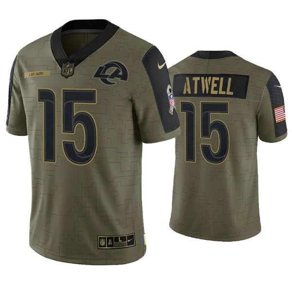 Mens Los Angeles Rams #15 Tutu Atwell Nike Olive 2021 Salute To Service Limited Jersey