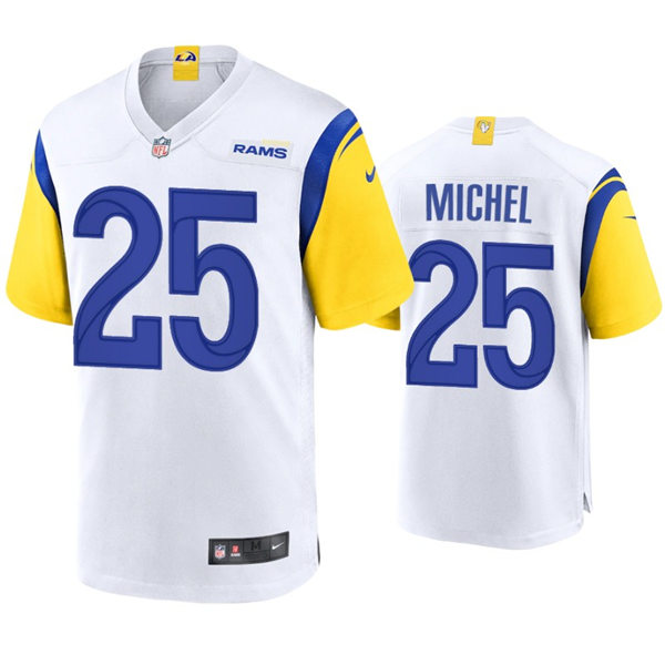 Mens Los Angeles Rams #25 Sony Michel Nike 2021 White Modern Throwback Vapor Limited Jersey