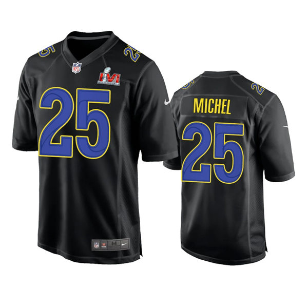 Mens Los Angeles Rams #25 Sony Michel Nike Black Super Bowl LVI Bound Game Fashion Jersey