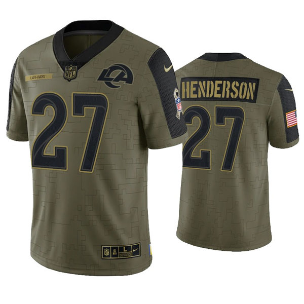 Mens Los Angeles Rams #27 Darrell Henderson Nike Olive 2021 Salute To Service Limited Jersey