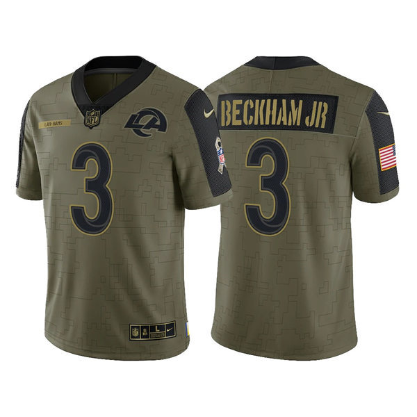 Mens Los Angeles Rams #3 Odell Beckham Jr. Nike Olive 2021 Salute To Service Limited Jersey