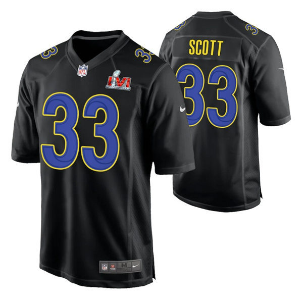 Mens Los Angeles Rams #33 Buddy Howell Nike Black Super Bowl LVI Bound Game Fashion Jersey